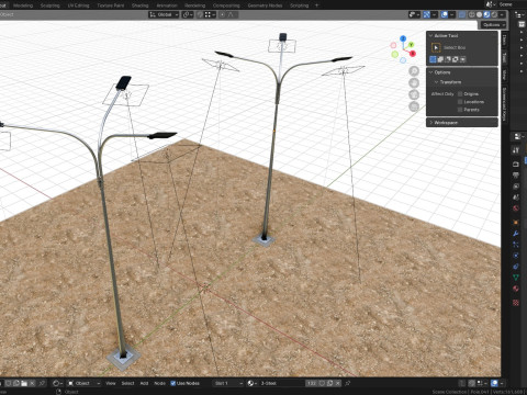 6MT LIGHTING POLE-TRIPLE BENDING ARM 3D 모델