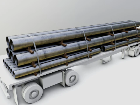 CARGO MODELS FOR TRUCK TRAILER-Pipes Type-1 3D Model