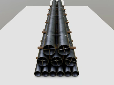 CARGO MODELS FOR TRUCK TRAILER-Pipes Type-1 3D Model