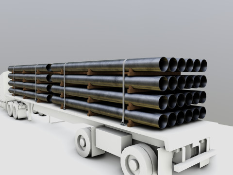 CARGO MODELS FOR TRUCK TRAILER-Pipes Type-2 3D Model