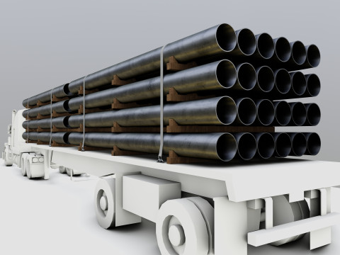 CARGO MODELS FOR TRUCK TRAILER-Pipes Type-2 3D Model