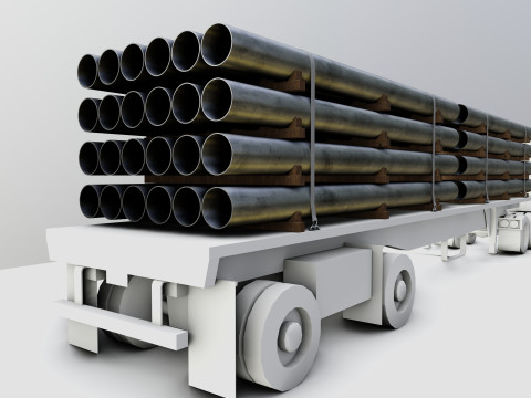 CARGO MODELS FOR TRUCK TRAILER-Pipes Type-2 3D Model