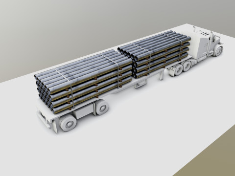 CARGO MODELS FOR TRUCK TRAILER-Pipes Type-2 3D Model