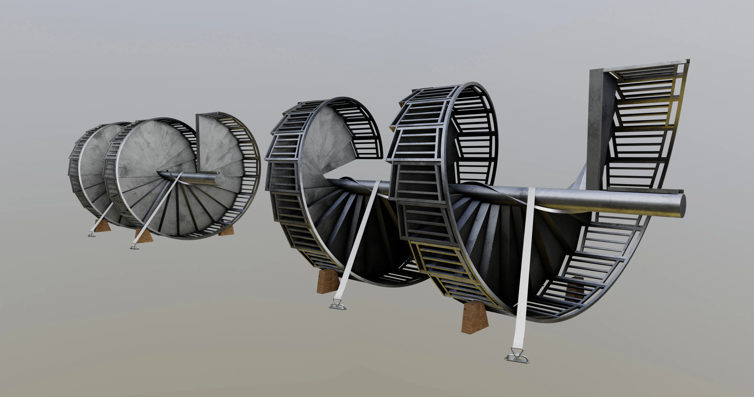 CARGO MODELS FOR TRUCK TRAILER-Spiral Stair Type-1 3D Model .c4d .max .obj .3ds .fbx .stl .blend