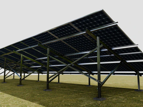 Solar Energy - Ground Mounting System Installation Animation 3D Model