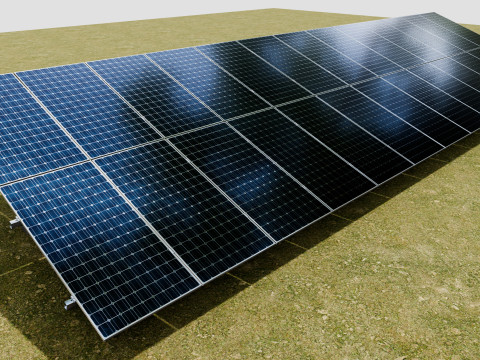 Solar Energy - Ground Mounting System Installation Animation Model 3D