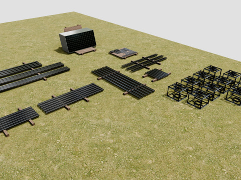 Solar Energy - Ground Mounting System Installation Animation Model 3D