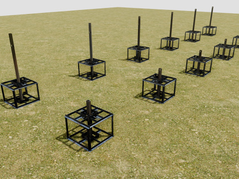 Solar Energy - Ground Mounting System Installation Animation Model 3D