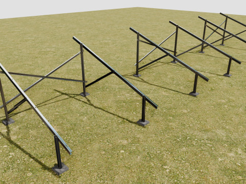 Solar Energy - Ground Mounting System Installation Animation Model 3D
