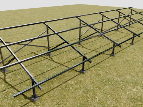 Solar Energy - Ground Mounting System Installation Animation Model 3D