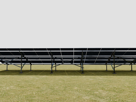 Solar Energy - Ground Mounting System Installation Animation Model 3D