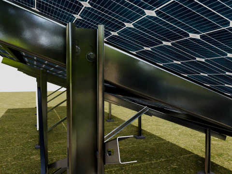 Solar Energy - Ground Mounting System Installation Animation 3D Model