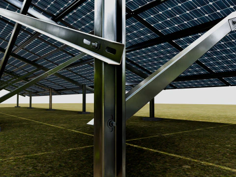 Solar Energy - Ground Mounting System Installation Animation 3D Model