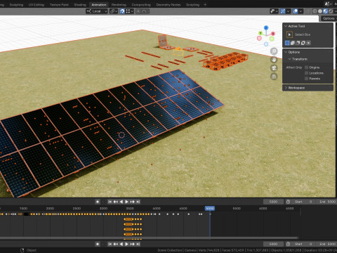 Solar Energy - Ground Mounting System Installation Animation Model 3D