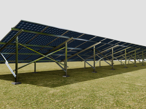 Solar Panel Steel Construction2x26 Vertical Panel Layout 3D मॉडल