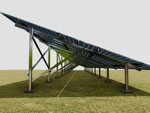 Solar Panel Steel Construction2x26 Vertical Panel Layout 3D मॉडल