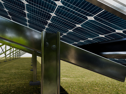 Solar Panel Steel Construction2x26 Vertical Panel Layout 3D मॉडल