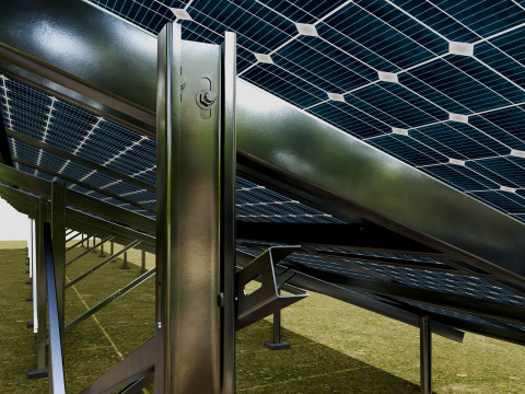 Solar Panel Steel Construction2x26 Vertical Panel Layout 3D मॉडल