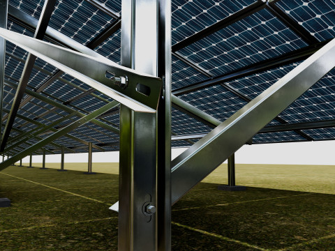 Solar Panel Steel Construction2x26 Vertical Panel Layout 3D मॉडल
