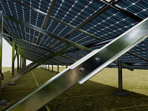 Solar Panel Steel Construction2x26 Vertical Panel Layout 3D मॉडल