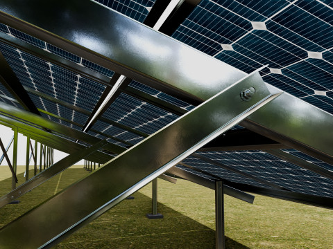 Solar Panel Steel Construction2x26 Vertical Panel Layout 3D मॉडल
