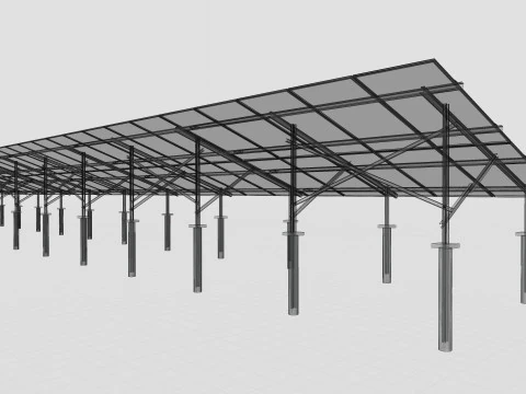 Solar Panel Steel Construction2x26 Vertical Panel Layout 3D Model