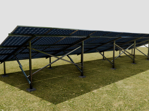 Solar Panel Steel Construction2x13 Vertical Panel Layout 3D मॉडल