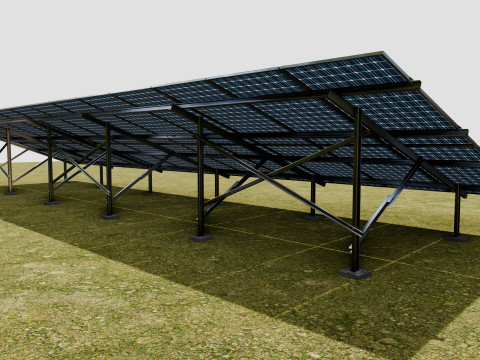 Solar Panel Steel Construction2x13 Vertical Panel Layout 3D मॉडल