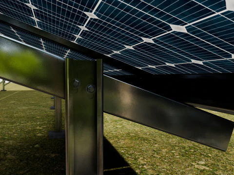 Solar Panel Steel Construction2x13 Vertical Panel Layout 3D Model