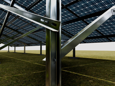 Solar Panel Steel Construction2x13 Vertical Panel Layout 3D मॉडल