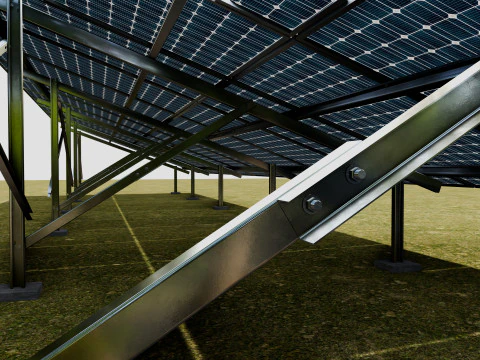 Solar Panel Steel Construction2x13 Vertical Panel Layout 3D Model