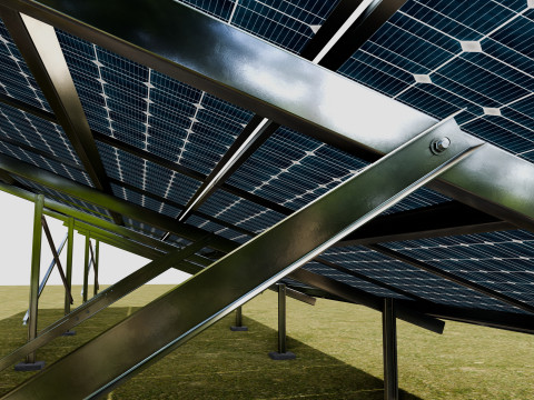 Solar Panel Steel Construction2x13 Vertical Panel Layout 3D मॉडल
