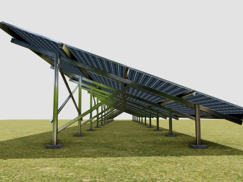 Solar Panel Steel Construction4x13 Horizontal Panel Layout 3D मॉडल