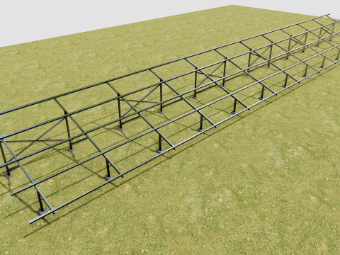 Solar Panel Steel Construction4x13 Horizontal Panel Layout 3D मॉडल