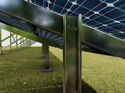 Solar Panel Steel Construction4x13 Horizontal Panel Layout 3D मॉडल