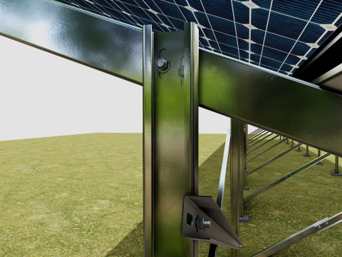 Solar Panel Steel Construction4x13 Horizontal Panel Layout 3D मॉडल