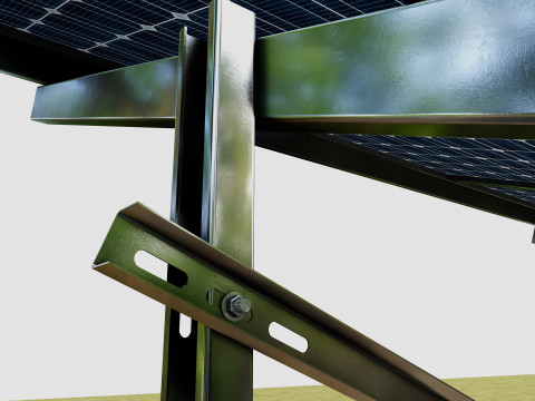 Solar Panel Steel Construction4x13 Horizontal Panel Layout 3D मॉडल