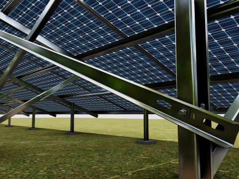 Solar Panel Steel Construction4x13 Horizontal Panel Layout 3D मॉडल