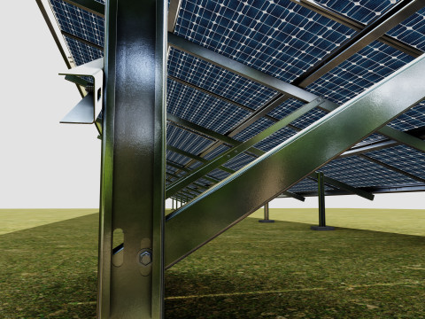 Solar Panel Steel Construction4x13 Horizontal Panel Layout 3D मॉडल