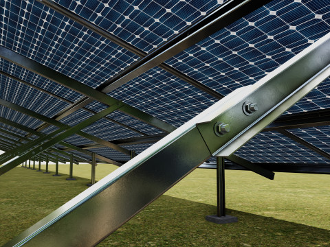 Solar Panel Steel Construction4x13 Horizontal Panel Layout 3D मॉडल