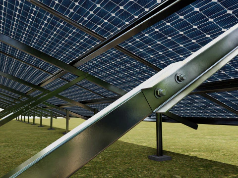 Solar Panel Steel Construction4x13 Horizontal Panel Layout 3D Model