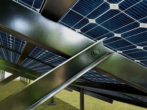 Solar Panel Steel Construction4x13 Horizontal Panel Layout 3D मॉडल