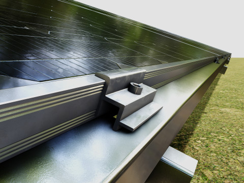 Solar Panel Steel Construction4x13 Horizontal Panel Layout 3D मॉडल