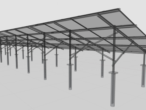 Solar Panel Steel Construction4x13 Horizontal Panel Layout 3D मॉडल