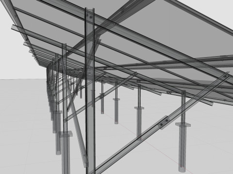 Solar Panel Steel Construction4x13 Horizontal Panel Layout 3D मॉडल