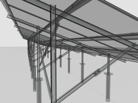 Solar Panel Steel Construction4x13 Horizontal Panel Layout 3D Model