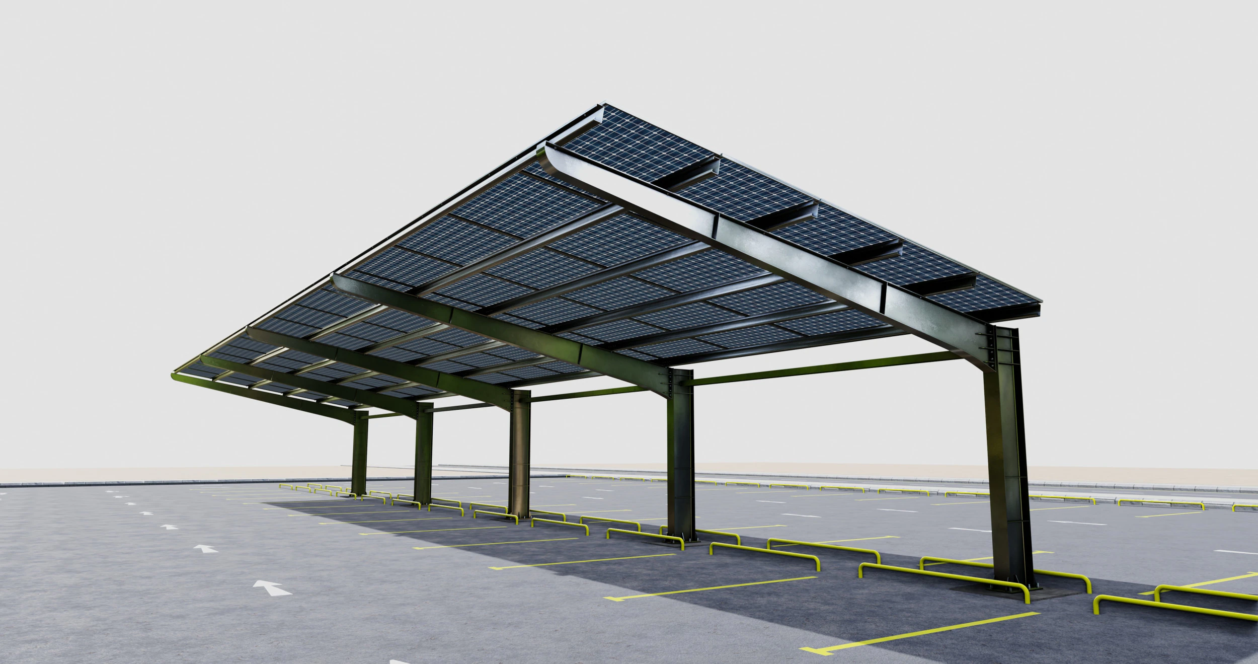 L TypeSolar Carport 3D Model .c4d .max .obj .3ds .fbx .stl .blend 