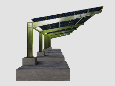 L TypeSolar Carport 3D Модель