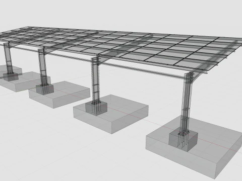 L TypeSolar Carport 3D Model