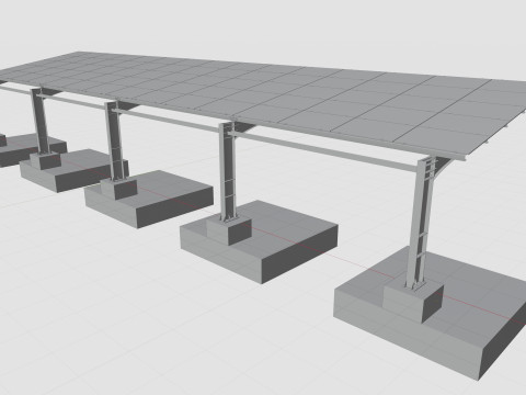 L TypeSolar Carport 3D Модель
